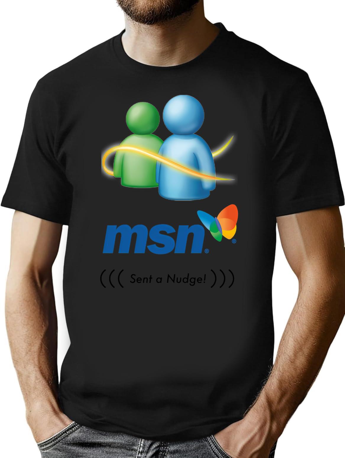 Messenger Msn Sent A Nudge T-Shirt for Men & Women, T-Shirts Graphic Tee - Black