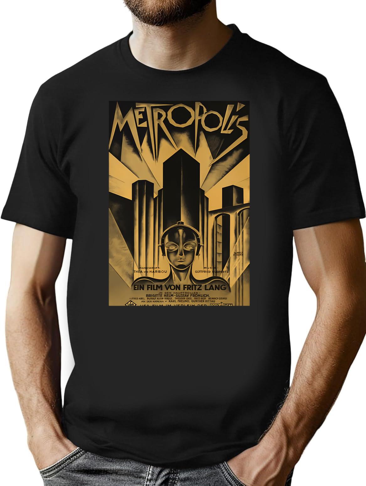 Metropolis Fritz Lang 1926 - Vintage Movie Poster Bw Classic T-Shirt for Men & Women, T-Shirts Graphic Tee - Black