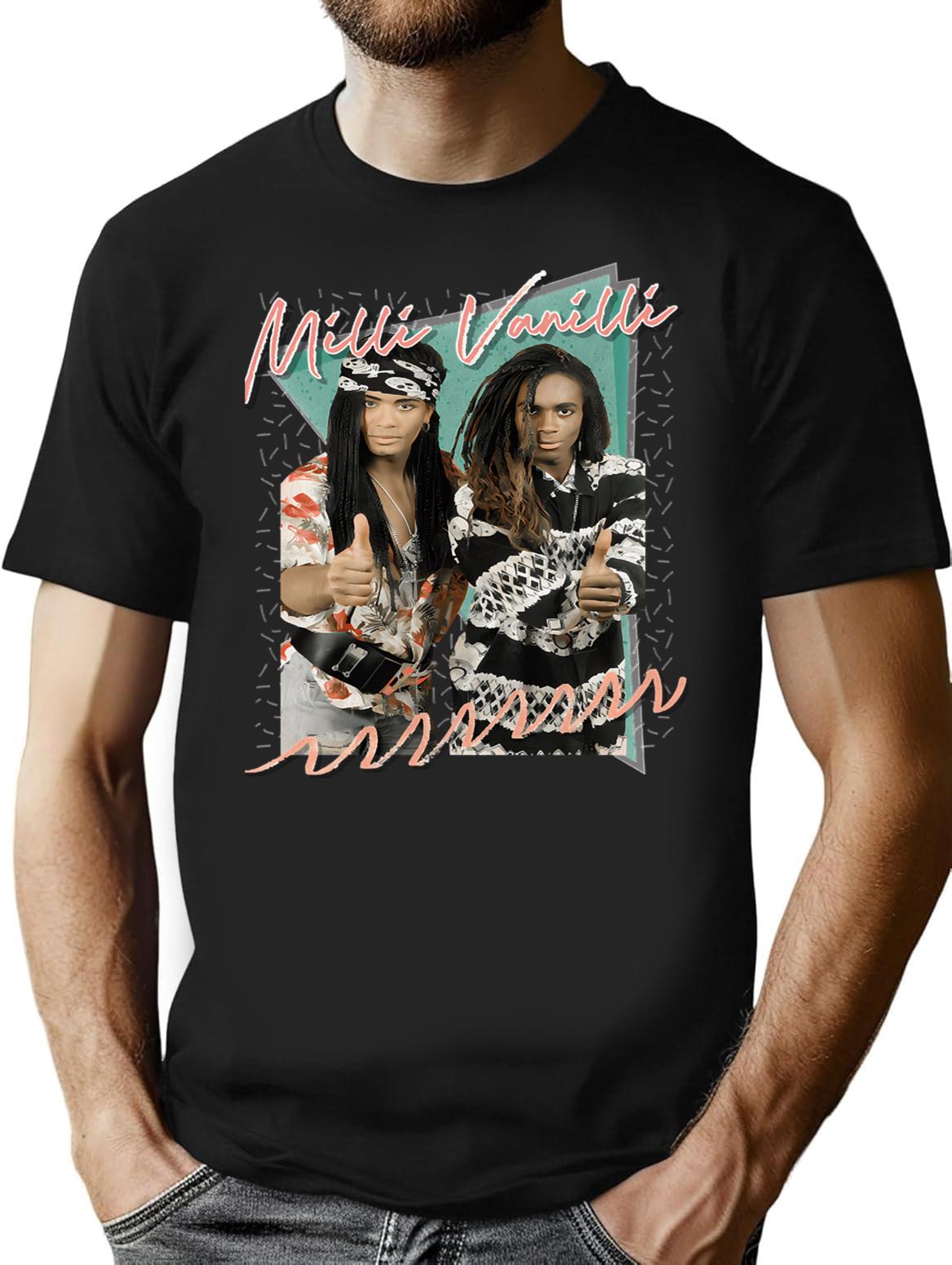 Milli Vanilli T-Shirt for Men & Women, T-Shirts Graphic Tee - Black
