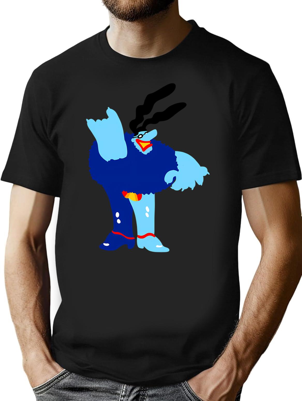 Minimal Blue Meanie T-Shirt for Men & Women, T-Shirts Graphic Tee - Black