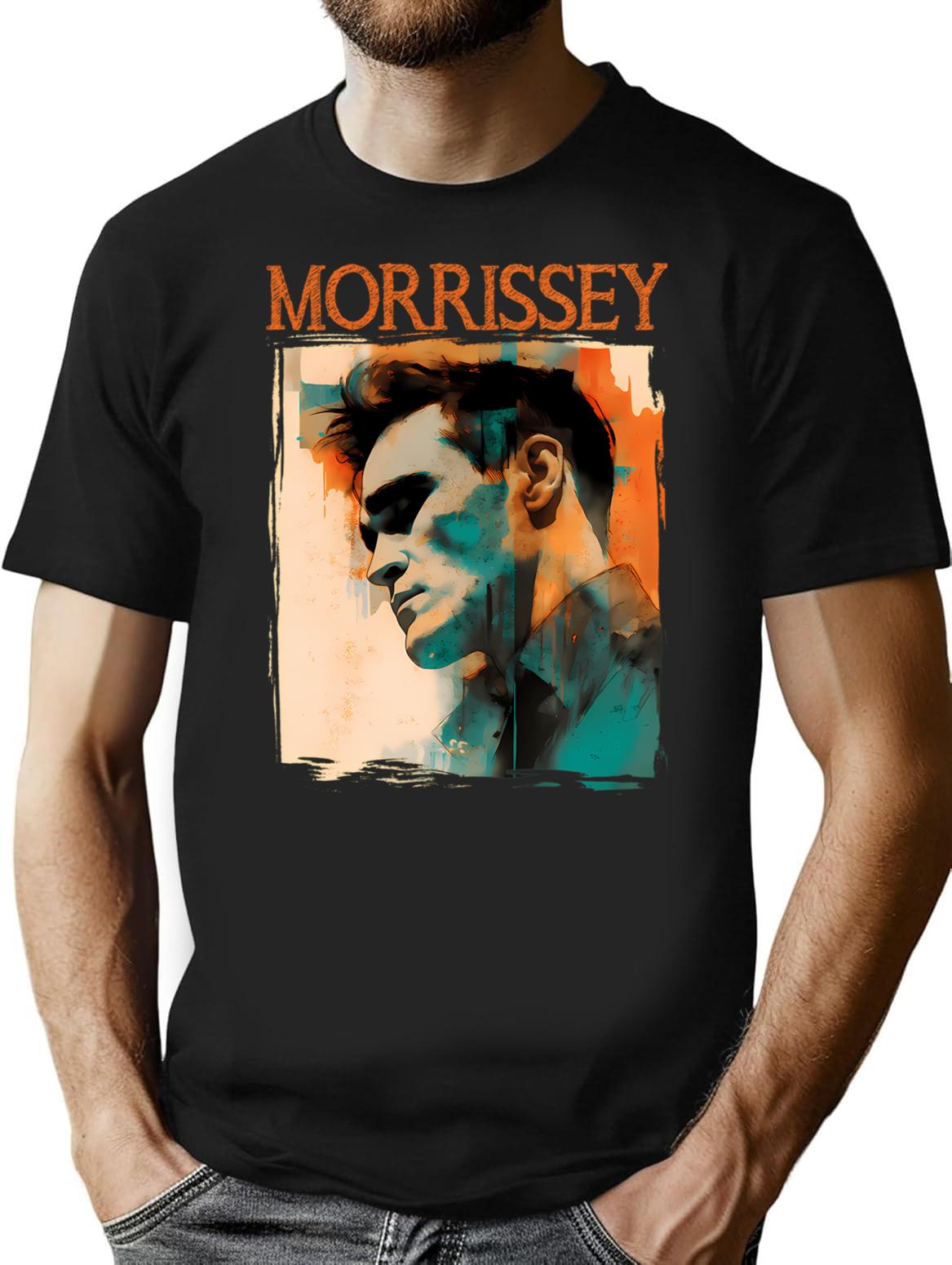 Morrissey 80S 90S Moz Illustration Art Work T-Shirt for Men & Women, T-Shirts Graphic Tee - Black