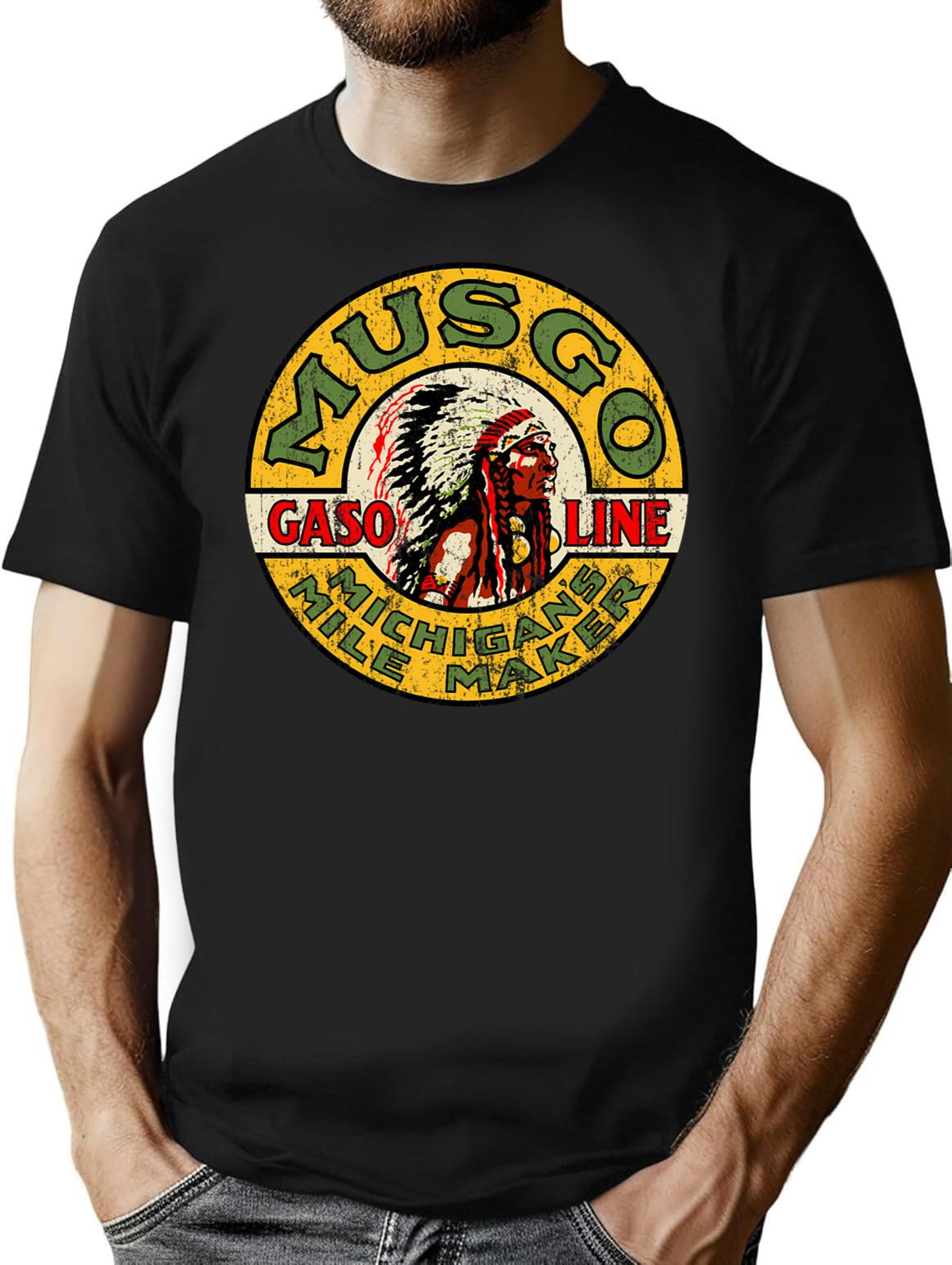 Musgo Gasoline T-Shirt for Men & Women, T-Shirts Graphic Tee - Black