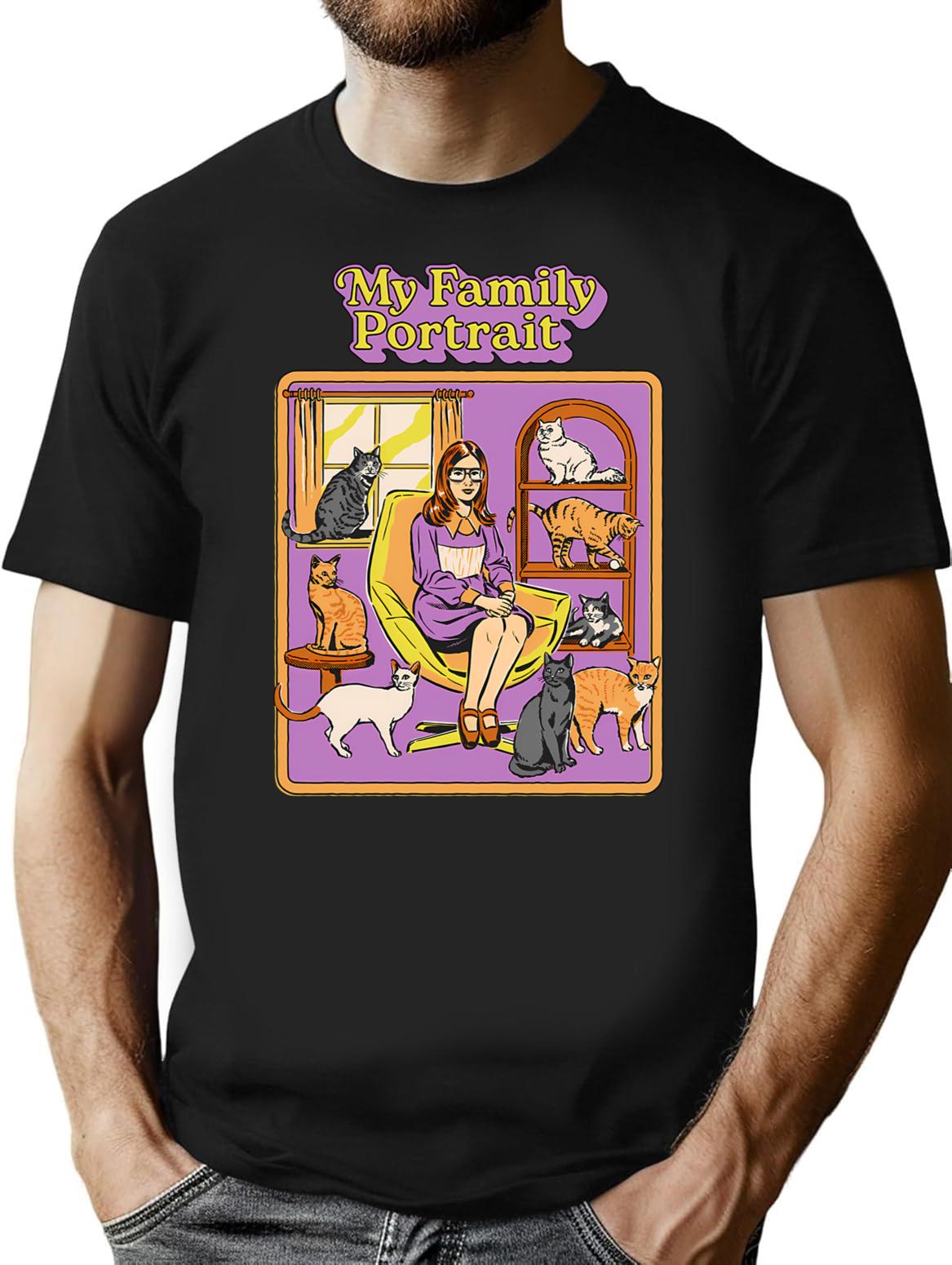 My Family Portrait T-Shirt for Men & Women, T-Shirts Graphic Tee - Black
