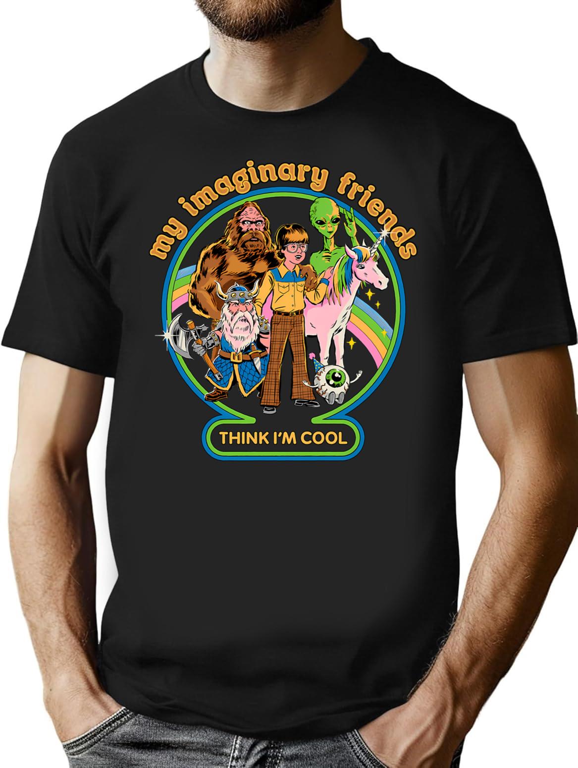 My Imaginary Friends T-Shirt for Men & Women, T-Shirts Graphic Tee - Black