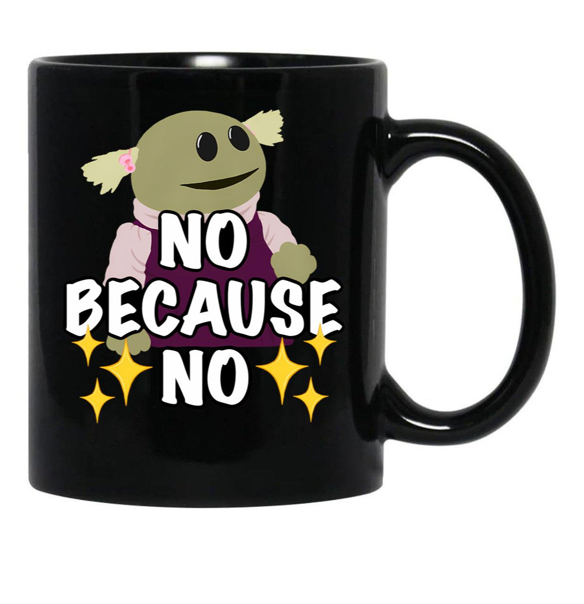 No Because No - Nanalan (No Border) Black Coffee Mug, Gift Coffee Mug - Black