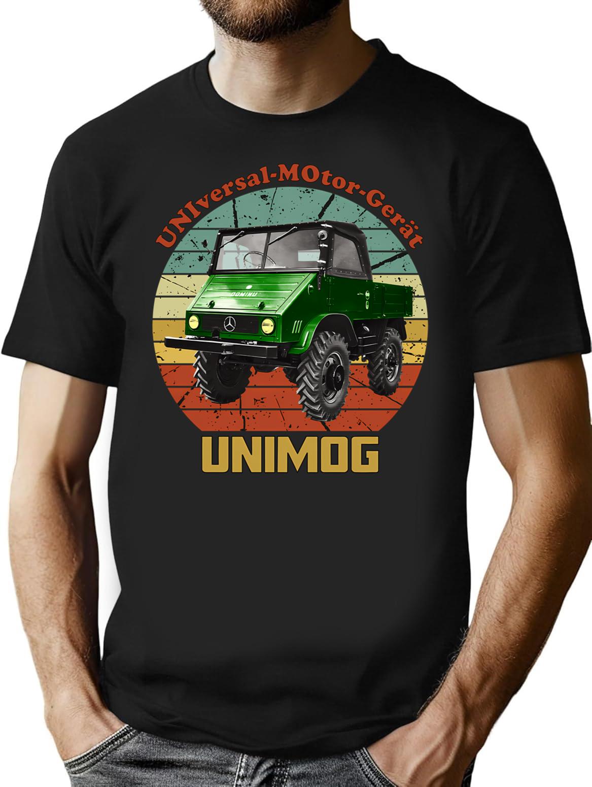 Old Unimog Retro (On Black) T-Shirt for Men & Women, T-Shirts Graphic Tee - Black