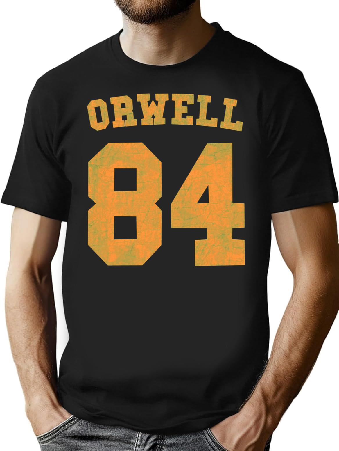 Orwell 84 (1) T-Shirt for Men & Women, T-Shirts Graphic Tee - Black
