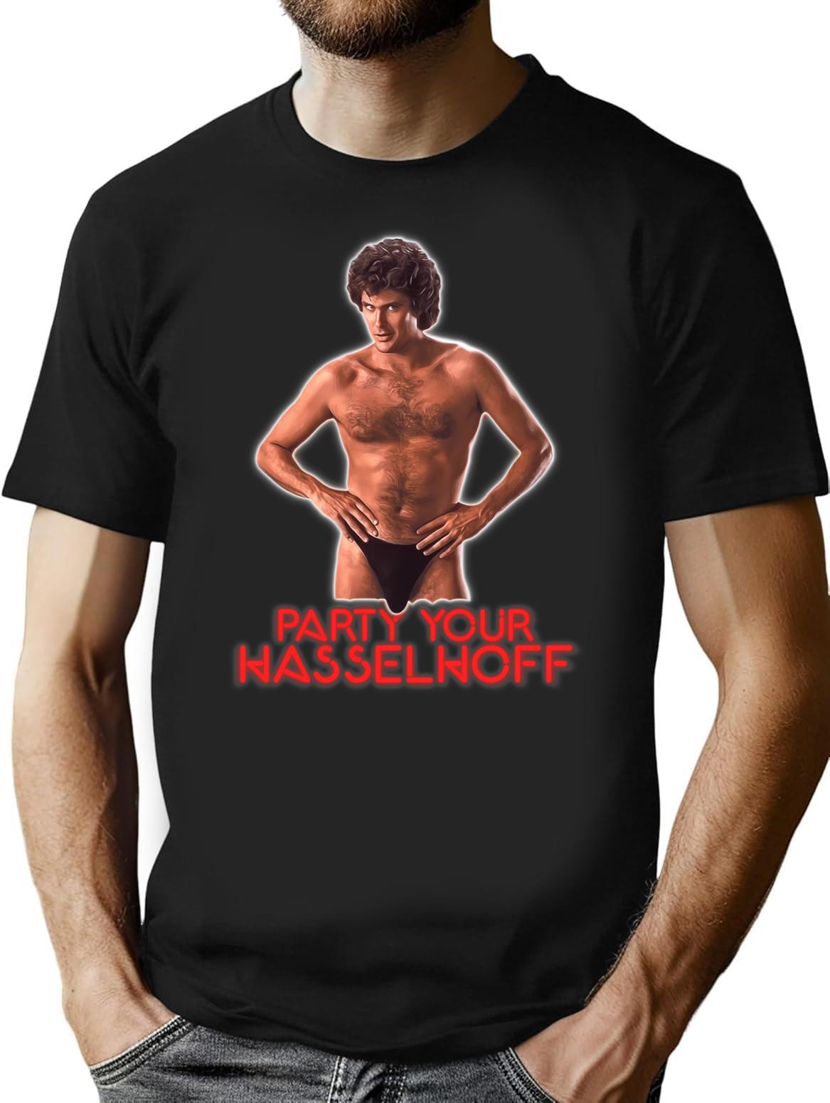 Party Your Hasselhoff T-Shirt for Men & Women, T-Shirts Graphic Tee - Black