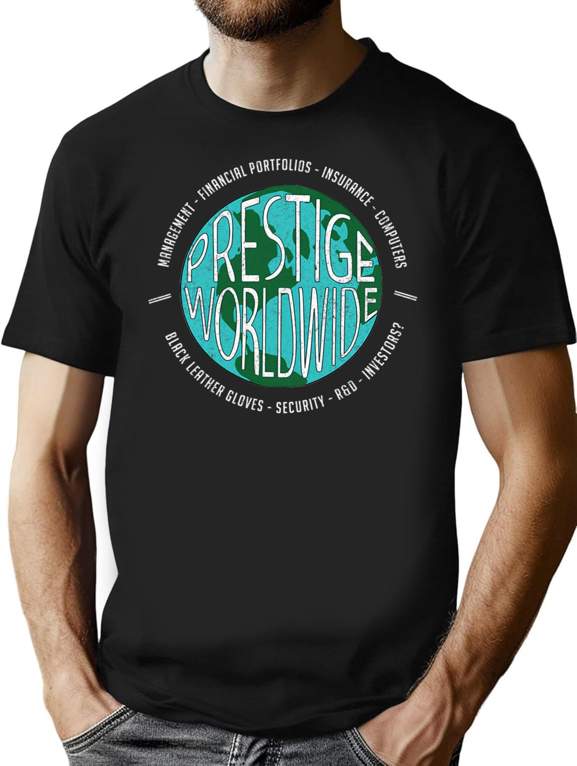 Prestige Worldwide Vintage Logo T-Shirt for Men & Women, T-Shirts Graphic Tee - Black