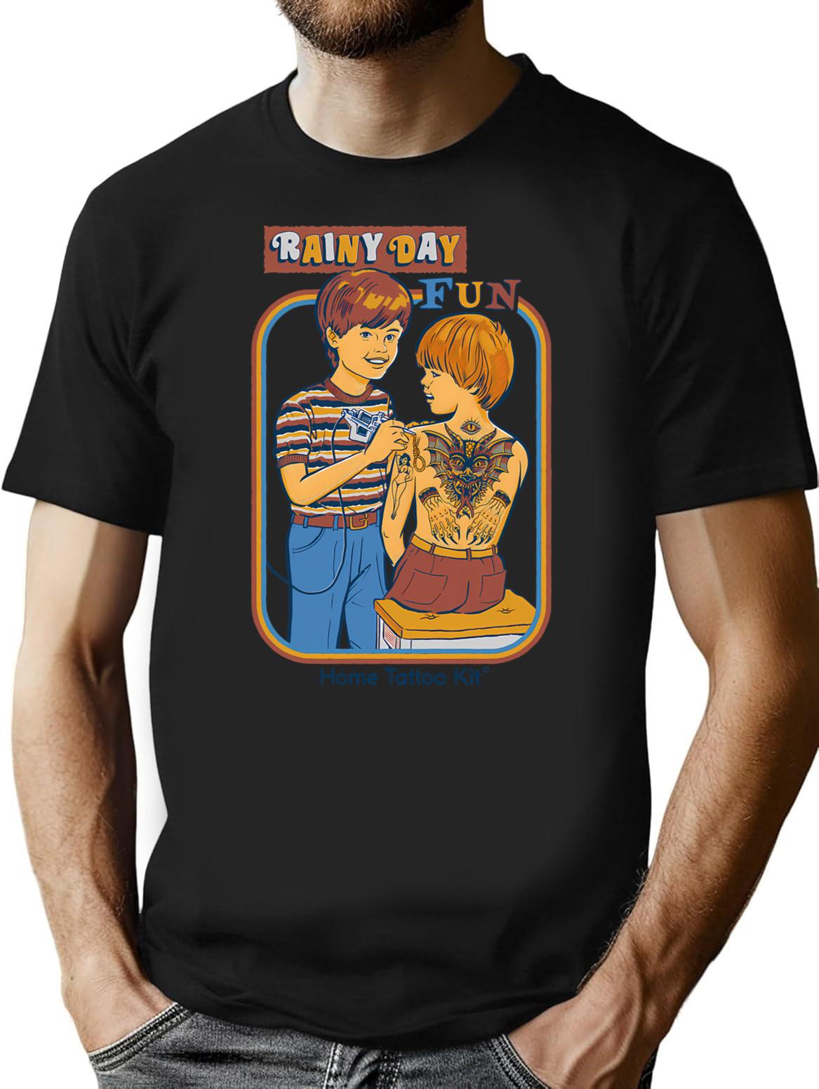 Rainy Day Fun T-Shirt for Men & Women, T-Shirts Graphic Tee - Black