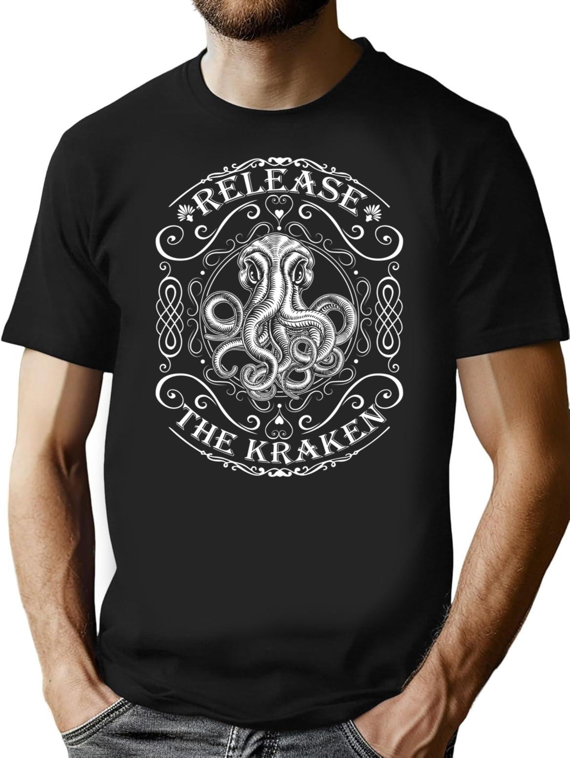 Release The Kraken T-Shirt for Men & Women, T-Shirts Graphic Tee - Black