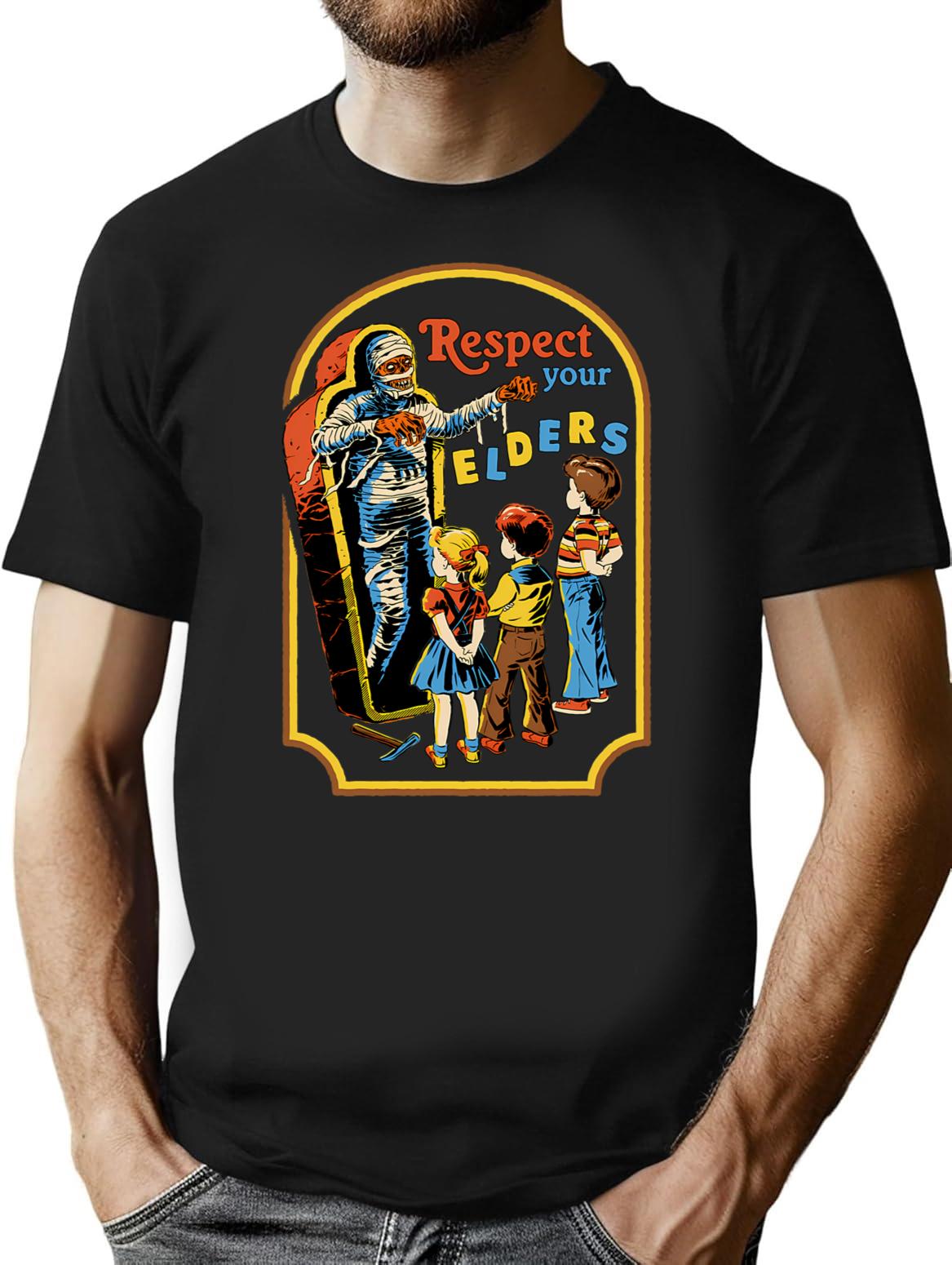 Respect Your Elders T-Shirt for Men & Women, T-Shirts Graphic Tee - Black