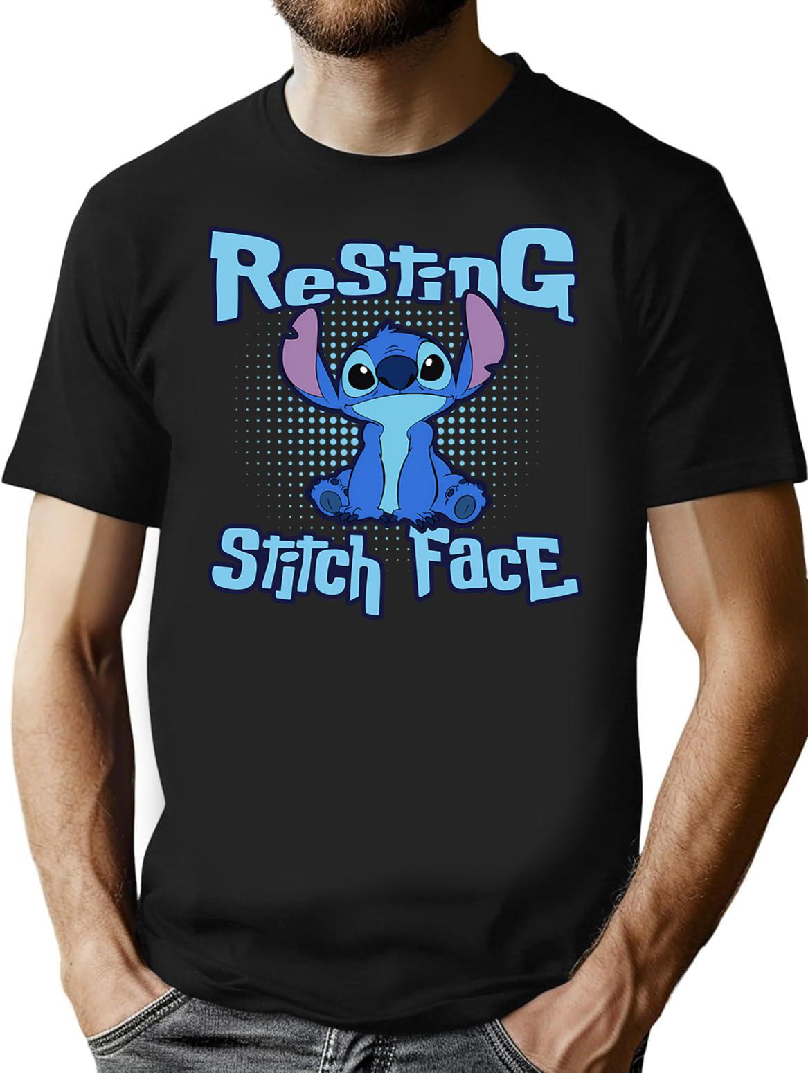 Resting Stitch Face Premium Heavyweight Cotton T-Shirt - Black