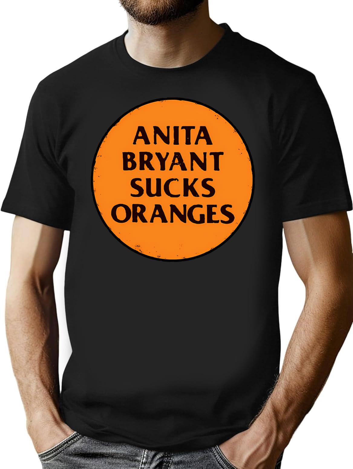 Retro 1977 Lgbt Protest Slogan Anita Sucks T-Shirt for Men & Women, T-Shirts Graphic Tee - Black