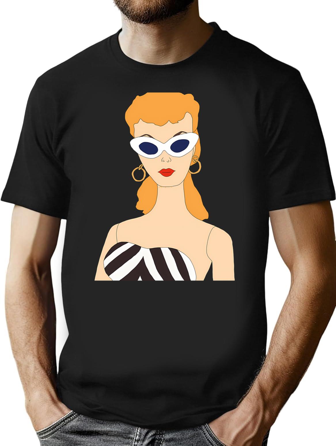 Retro Black And White Doll Vintage T-Shirt for Men & Women, T-Shirts Graphic Tee - Black