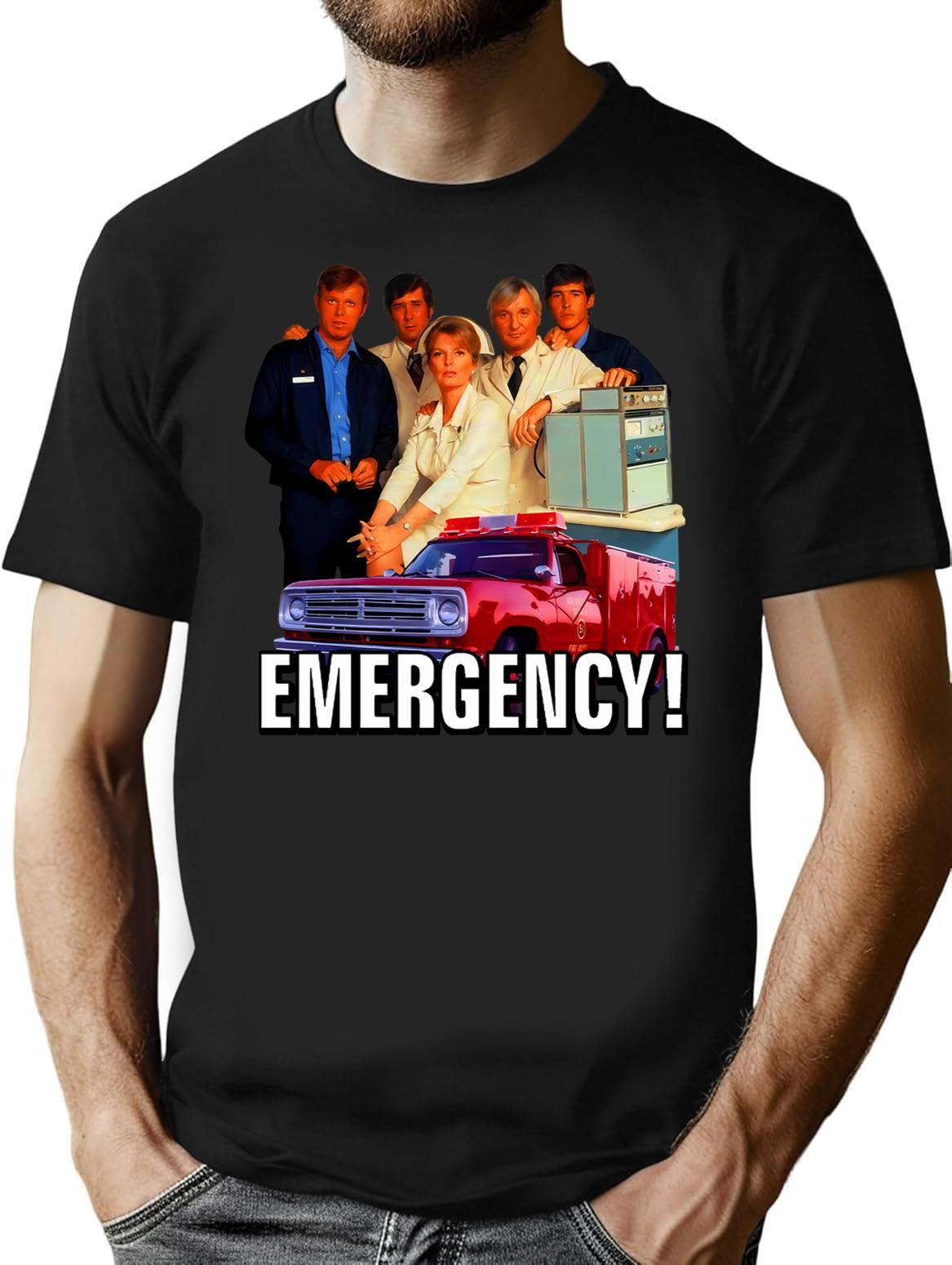 Retro Vintage 70S Emergency Cast Tribute T-Shirt for Men & Women, T-Shirts Graphic Tee - Black