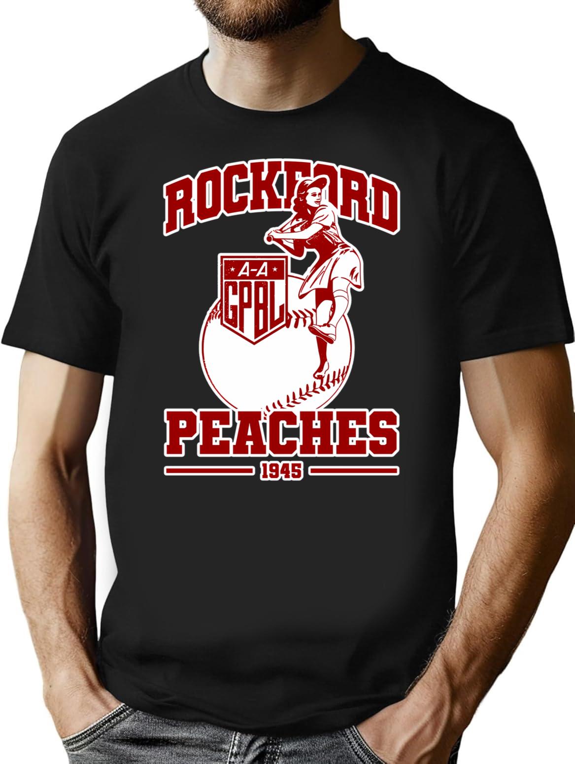 Rockford Red Peaches 1943 Funny 01 T-Shirt for Men & Women, T-Shirts Graphic Tee - Black