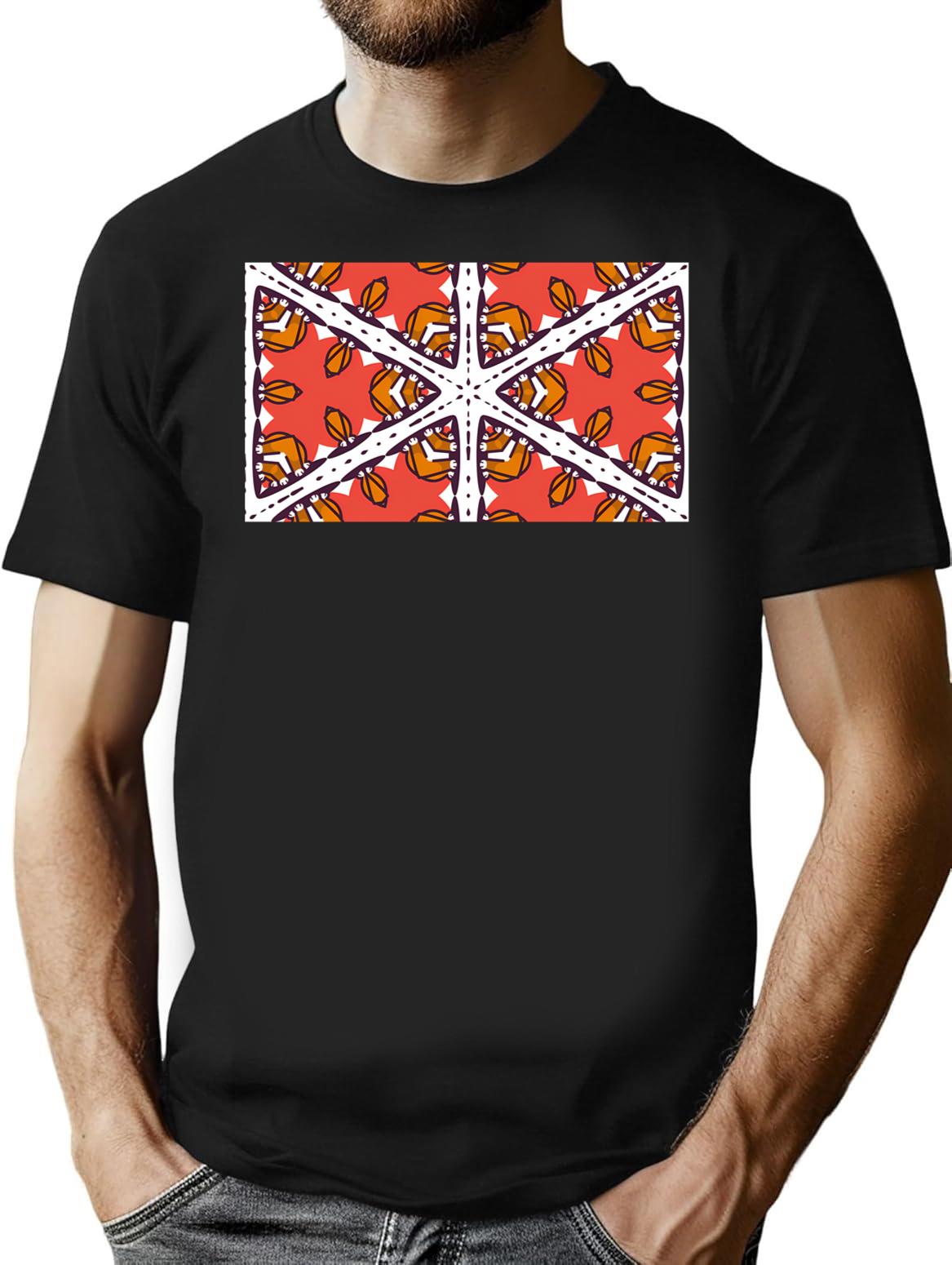 Seamless Pattern With Flowers.Pattern Seamless Wallpaper Design T-Shirt for Men & Women, T-Shirts Graphic Tee - Black