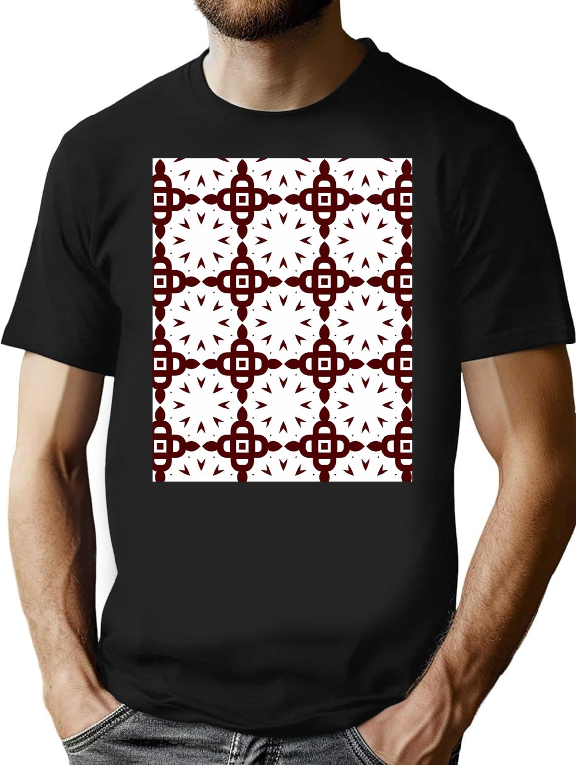 Seamless Pattern.Pattern Vector Symbol Seamless T-Shirt for Men & Women, T-Shirts Graphic Tee - Black