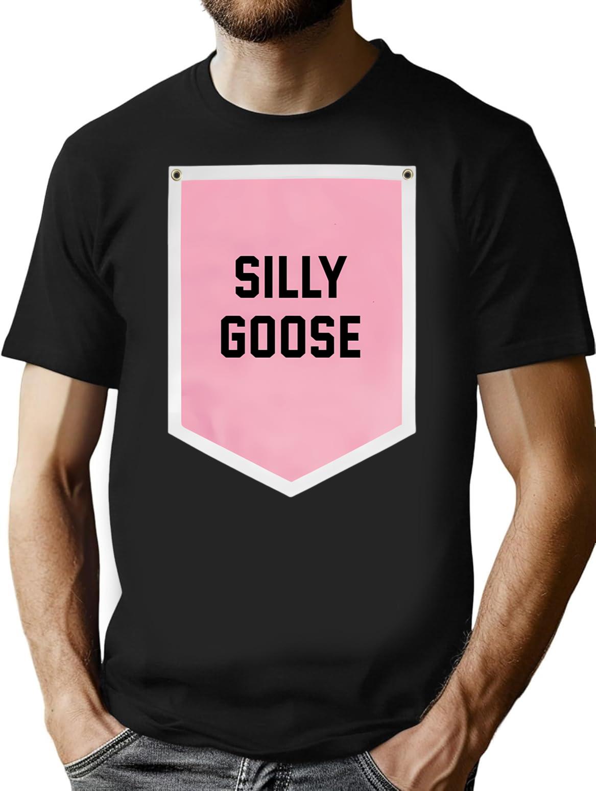 Silly Goose Vintage Style Pennant T-Shirt for Men & Women, T-Shirts Graphic Tee - Black