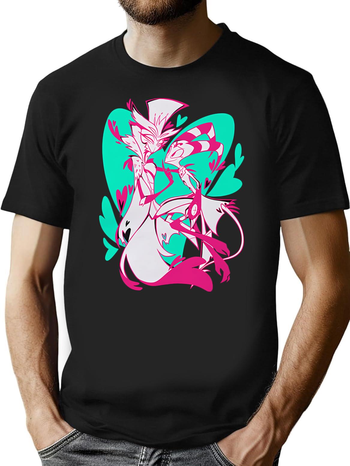 Stolas And Blitzo Valentines - Helluva Boss Premium Heavyweight Cotton T-Shirt - Black