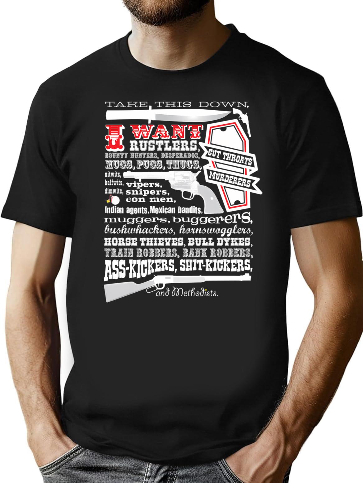 Take This Down. I Want... (Blazing Saddles) Premium Heavyweight Cotton T-Shirt - Black