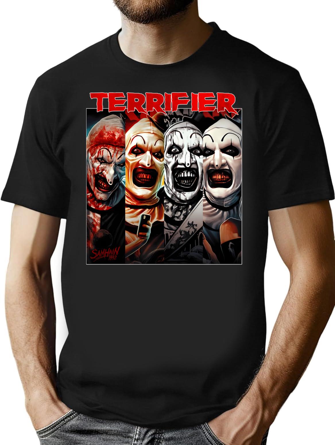 Terrifier Clown Faces T-Shirt for Men & Women, T-Shirts Graphic Tee - Black