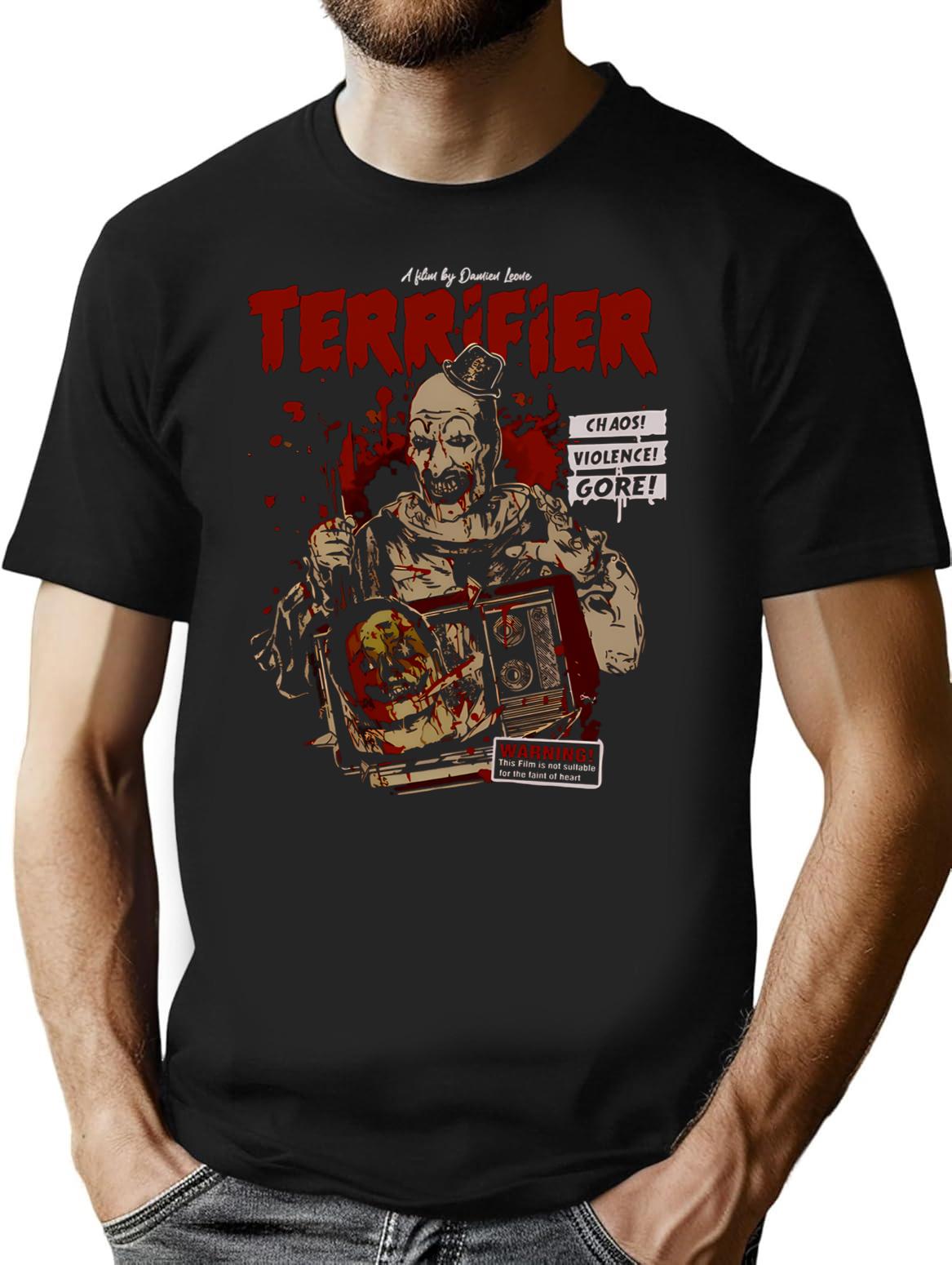 Terrifier Movie Halloween T-Shirt for Men & Women, T-Shirts Graphic Tee - Black