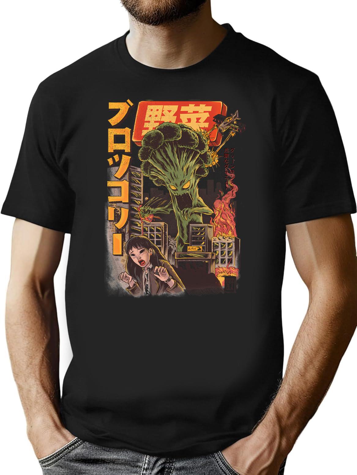 The Broccozilla T-Shirt for Men & Women, T-Shirts Graphic Tee - Black
