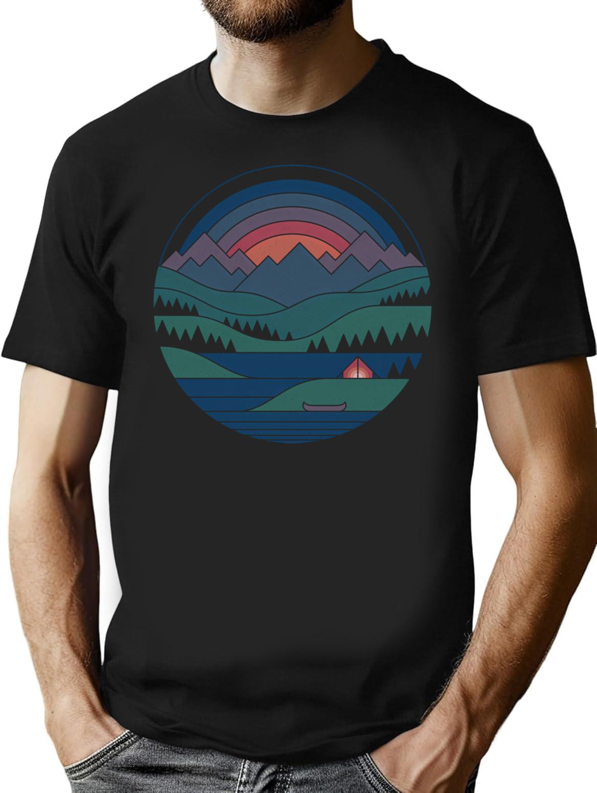The Lake At Twilight T-Shirt for Men & Women, T-Shirts Graphic Tee - Black