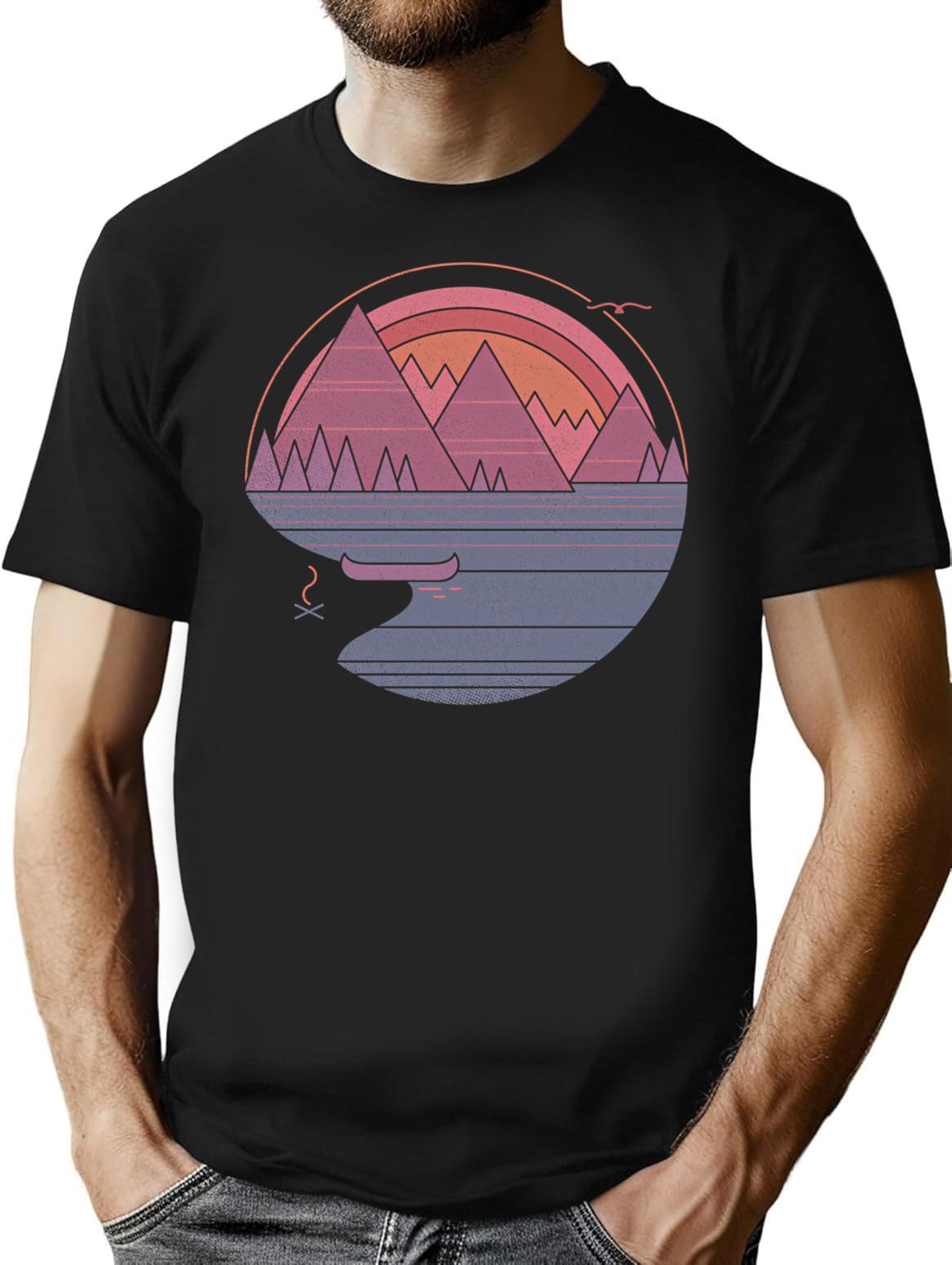 The Mountains Are Calling T-Shirt for Men & Women, T-Shirts Graphic Tee - Black