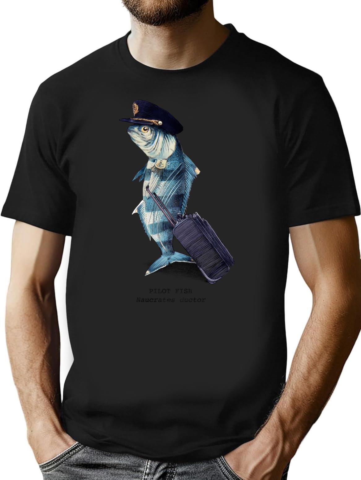 The Pilot T-Shirt for Men & Women, T-Shirts Graphic Tee - Black