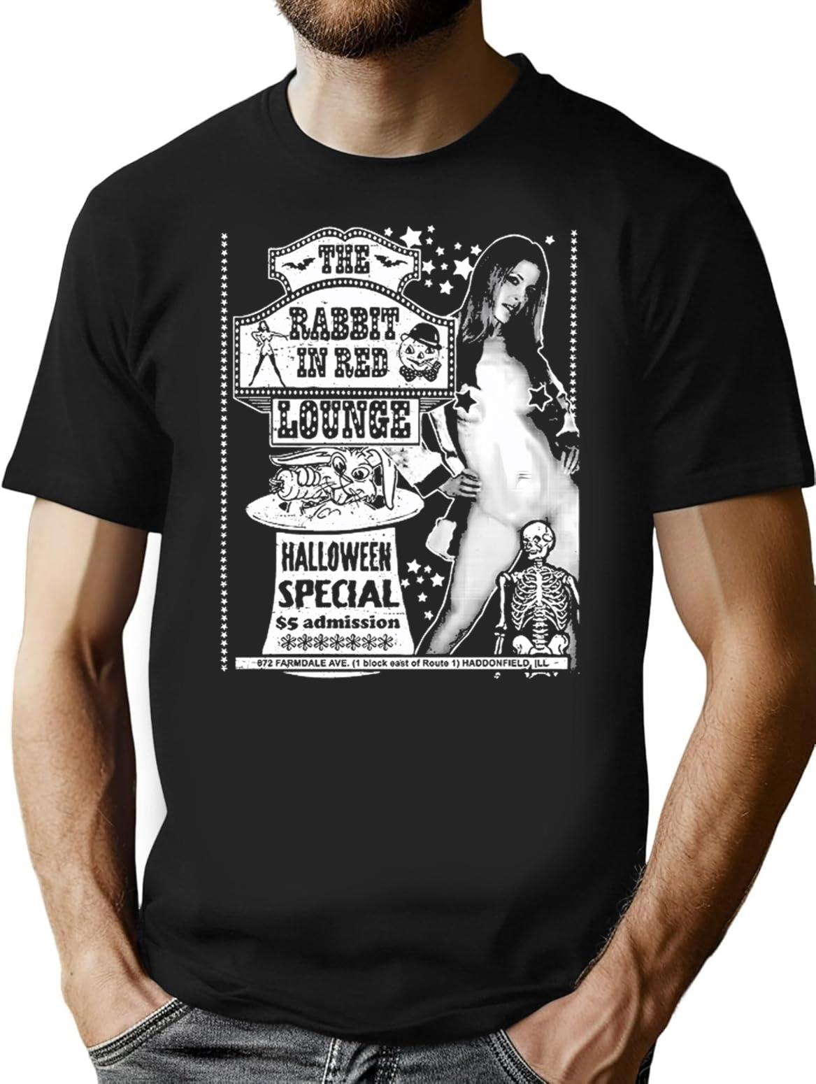 The-Rabbit-In-Red-Lounge-Halloween T-Shirt for Men & Women, T-Shirts Graphic Tee - Black