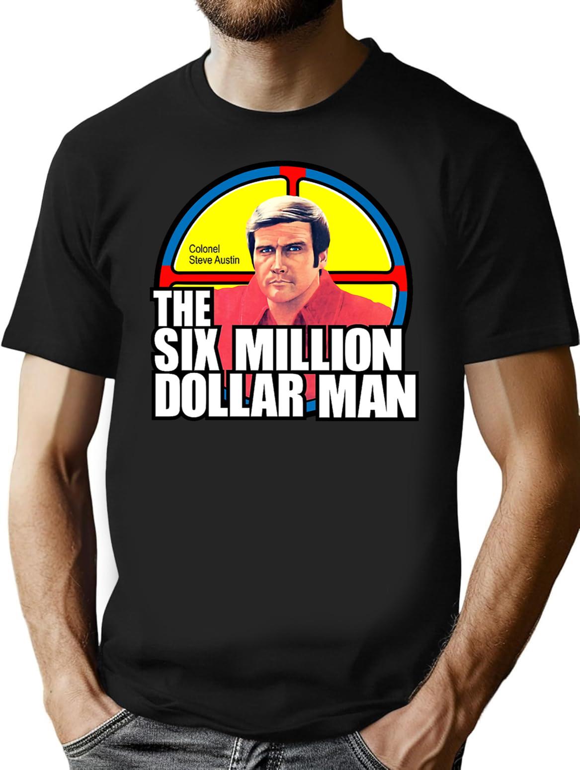 The Six Million Dollar Man Logo Vintage Premium Heavyweight Cotton T-Shirt - Black