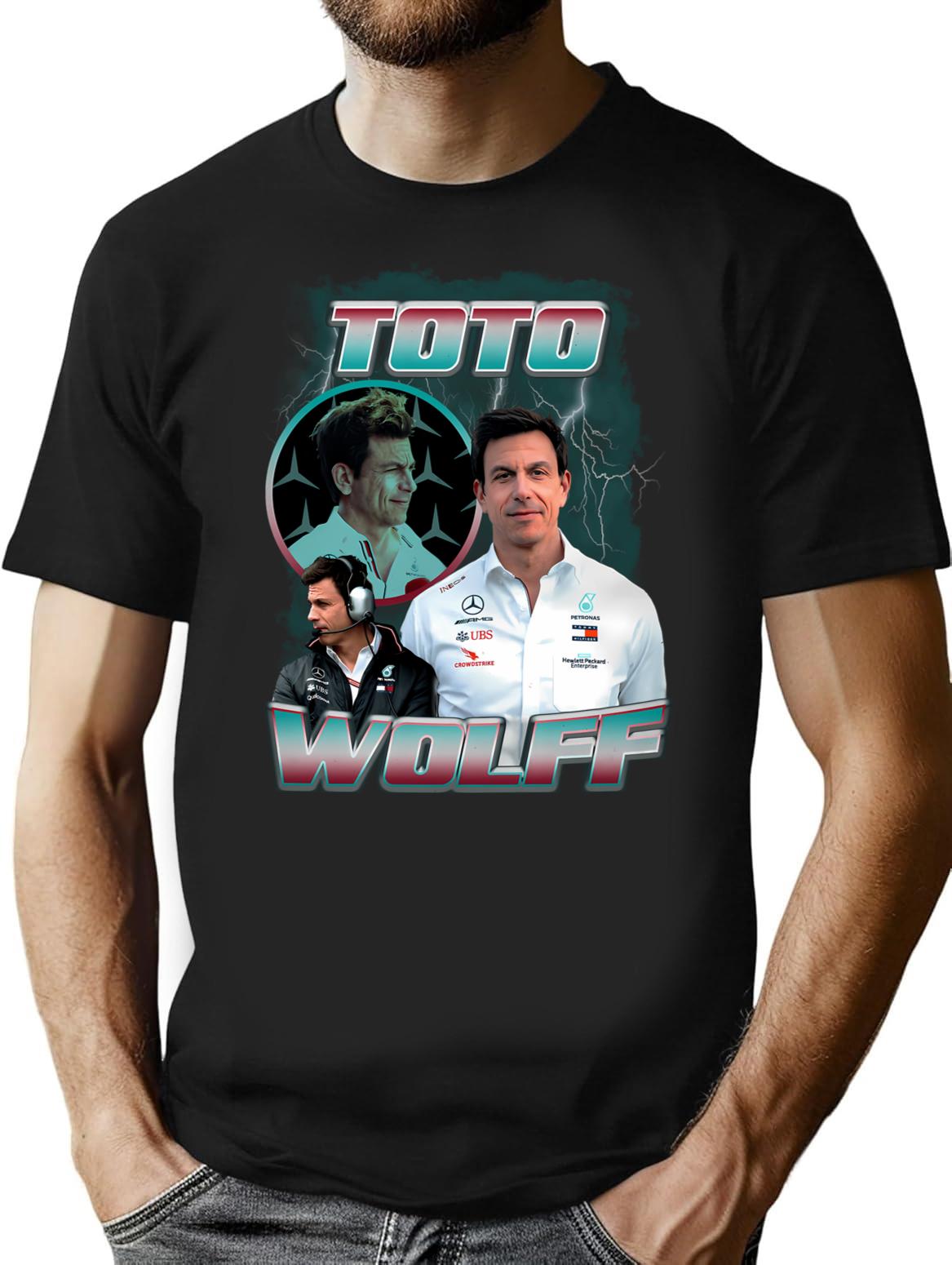 Toto Wolff 80'S Vintage Bootleg T-Shirt for Men & Women, T-Shirts Graphic Tee - Black
