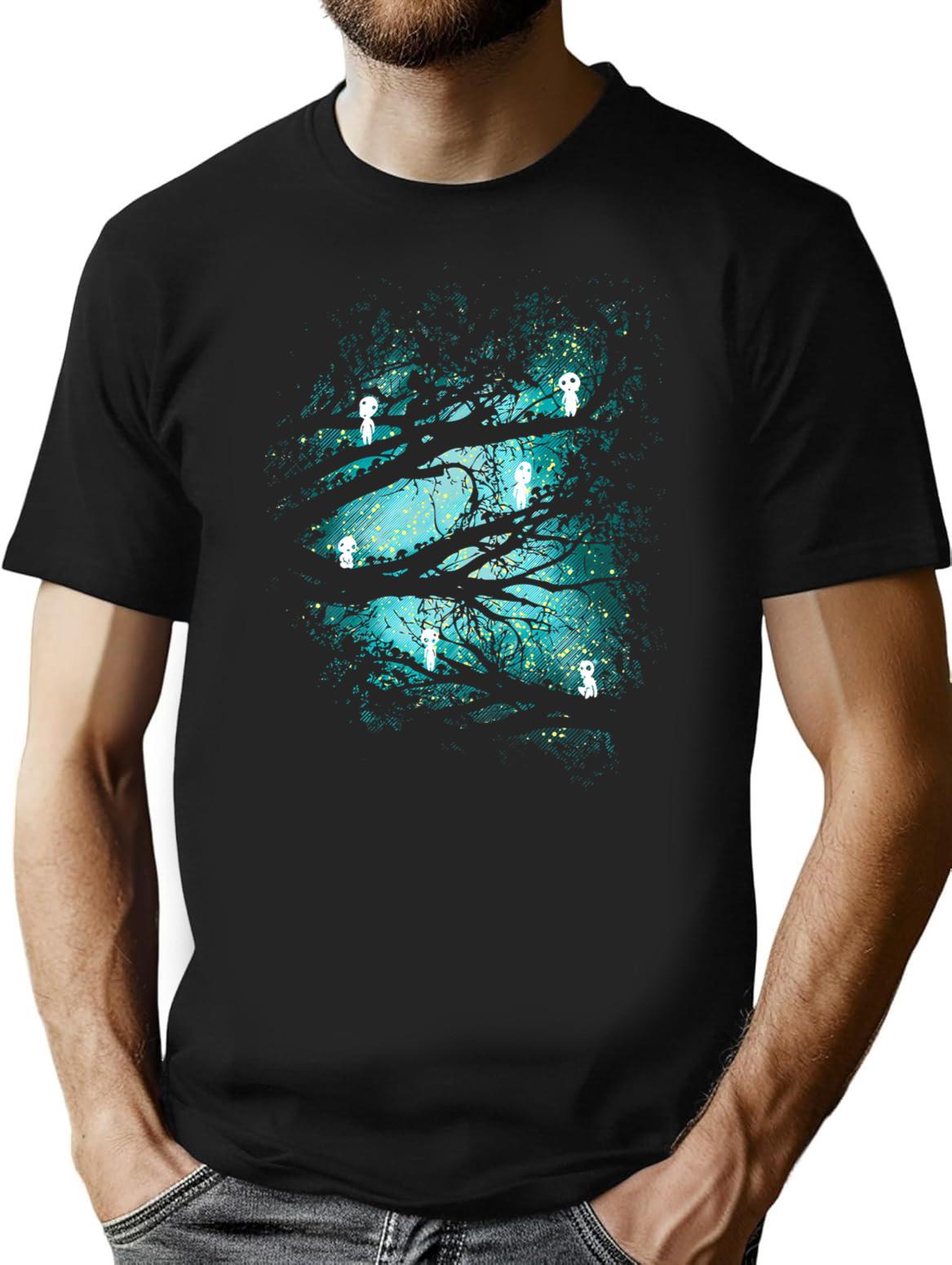 Tree Spirits T-Shirt for Men & Women, T-Shirts Graphic Tee - Black