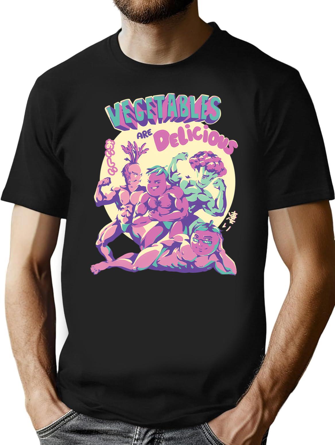 Vegetables Are Delicious Premium Heavyweight Cotton T-Shirt - Black
