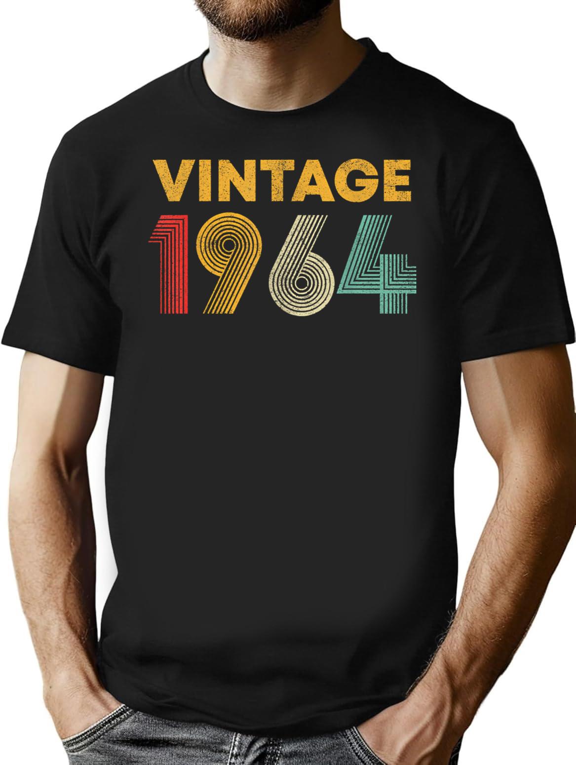 Vintage 1964 58Th Birthday Gift Men Women 58 Years Old T-Shirt for Men & Women, T-Shirts Graphic Tee - Black