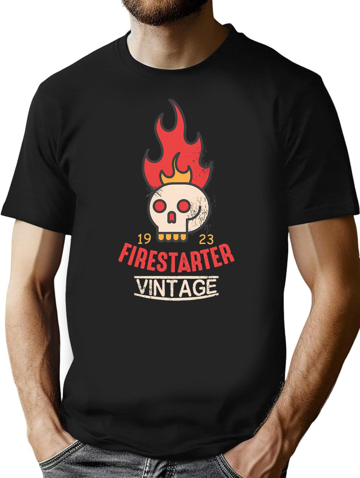 Vintage Firestarter T-Shirt for Men & Women, T-Shirts Graphic Tee - Black
