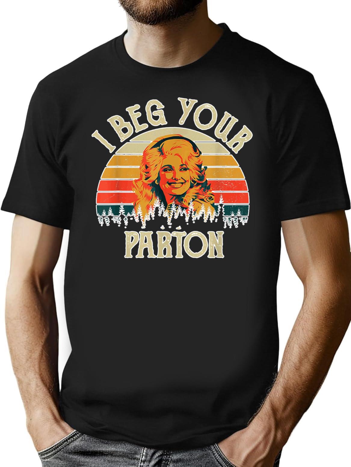 Vintage I Beg Your Parton Funny Premium Heavyweight Cotton T-Shirt - Black