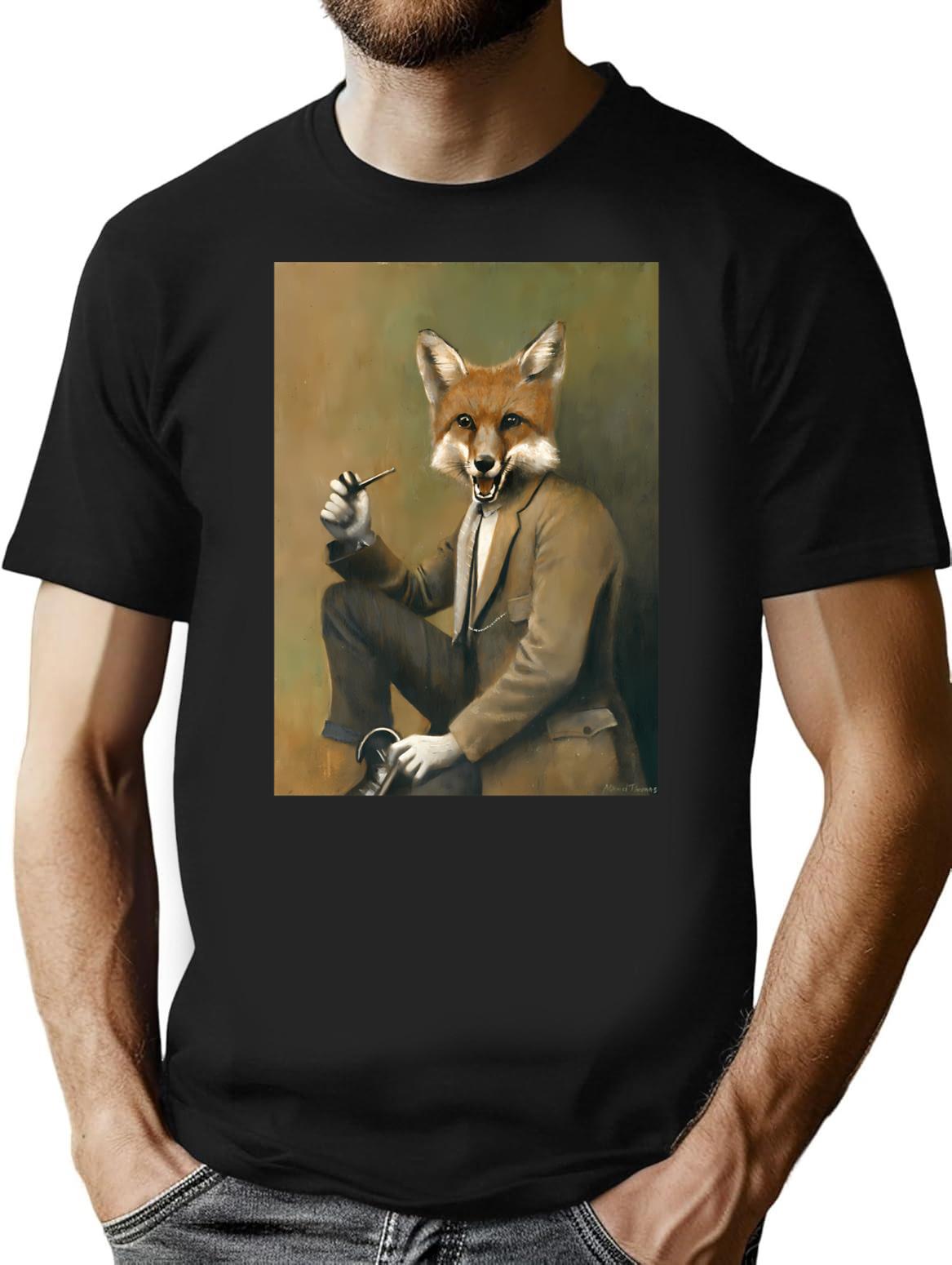 Vintage Mr Fox T-Shirt for Men & Women, T-Shirts Graphic Tee - Black