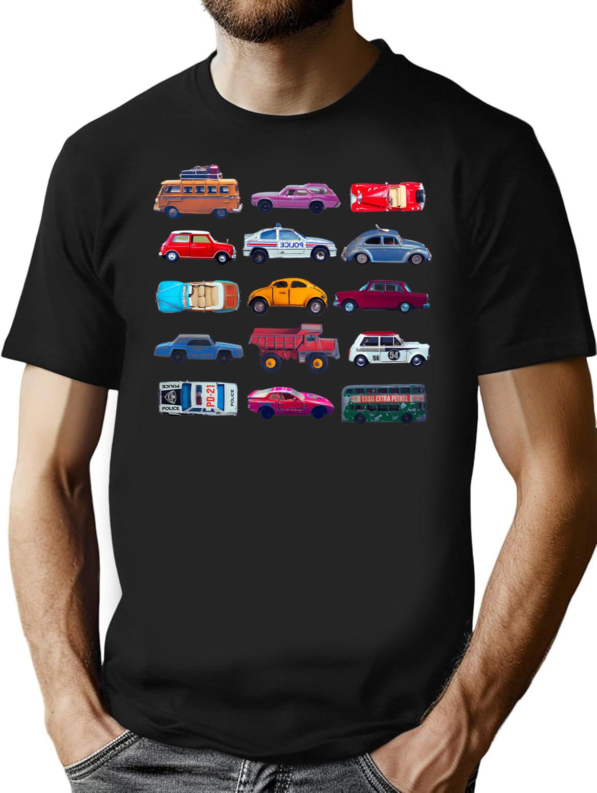 Vintage Toy Cars T-Shirt for Men & Women, T-Shirts Graphic Tee - Black