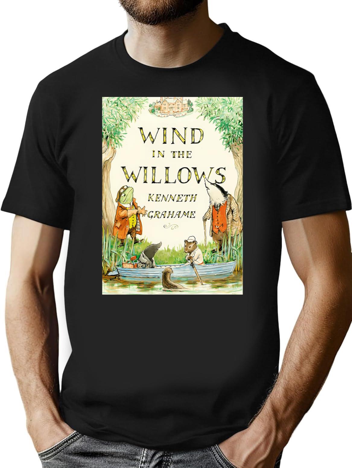 Wind In The Willows Book Cover T-Shirt for Men & Women, T-Shirts Graphic Tee - Black
