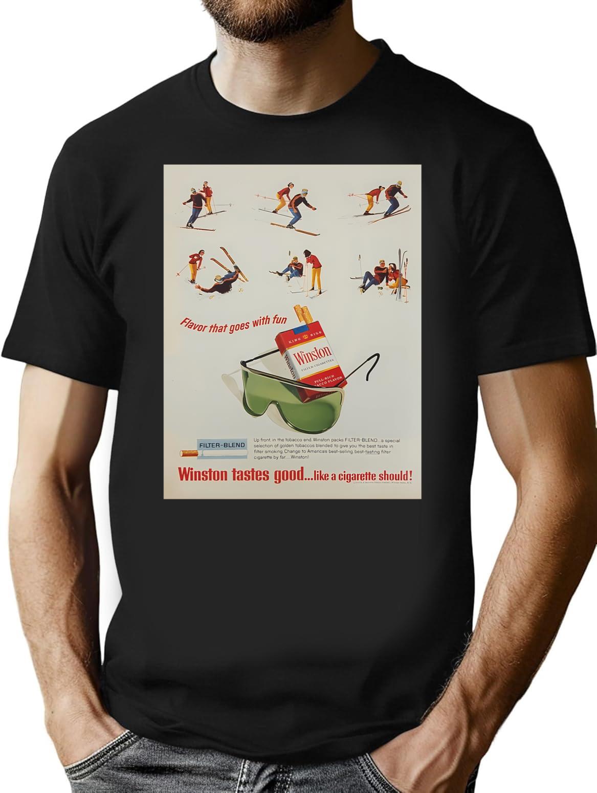 Winston Tastes Good - Skiing Cigarette T-Shirt for Men & Women, T-Shirts Graphic Tee - Black