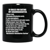 10 Rules For Dating My Granddaughter Protective Grandfather Grandpa Granddad Father'S Day Black Coffee Mug - Black