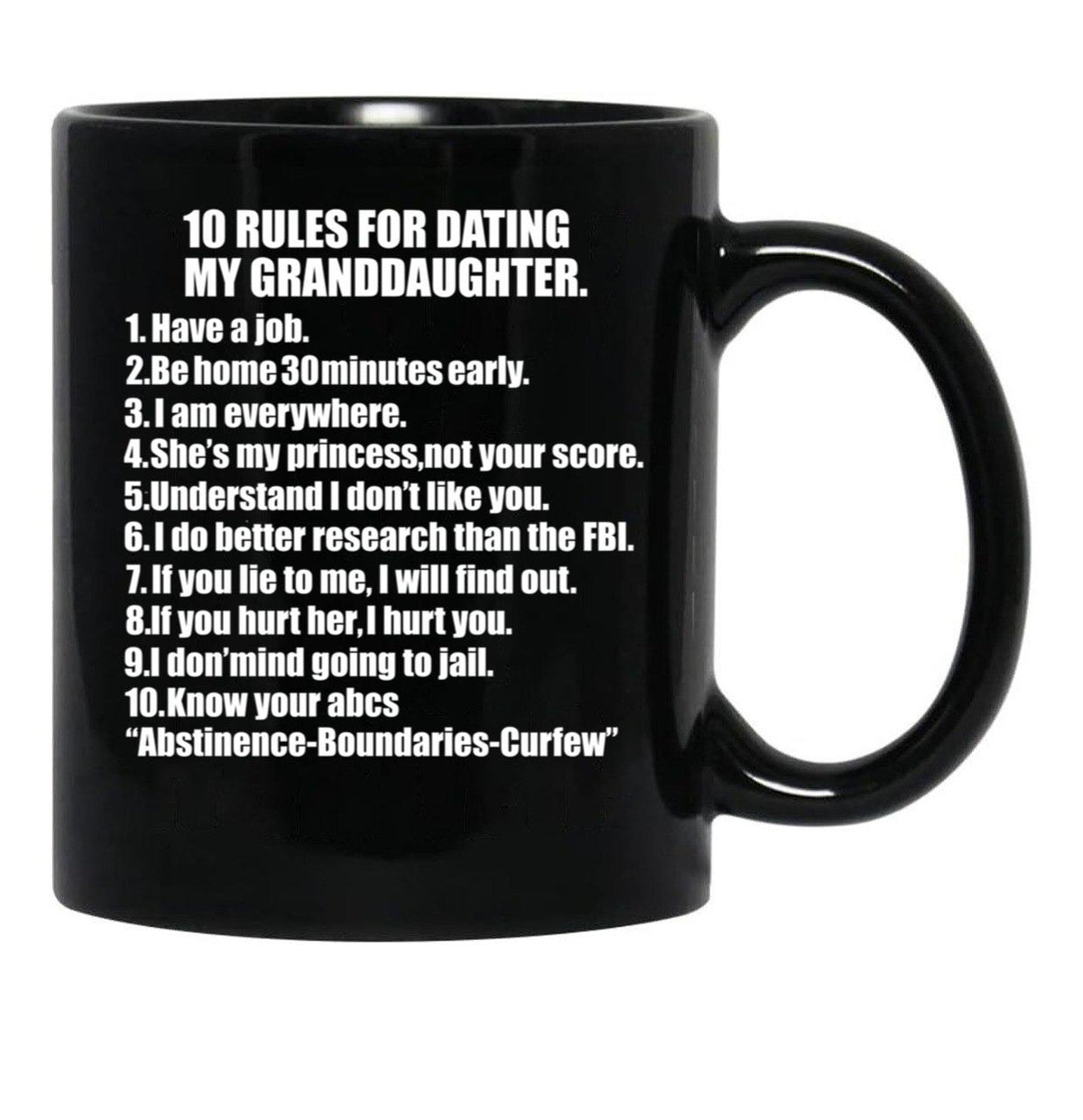 10 Rules For Dating My Granddaughter Protective Grandfather Grandpa Granddad Father'S Day Black Coffee Mug - Black