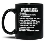 10 Rules For Dating My Granddaughter Protective Grandfather Grandpa Granddad Father'S Day Black Coffee Mug