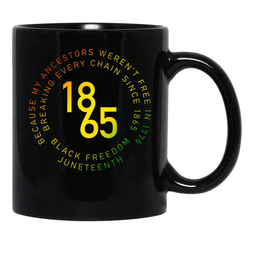 1865 Circle Text Black History Juneteenth June Vintage Black Coffee Mug - Black