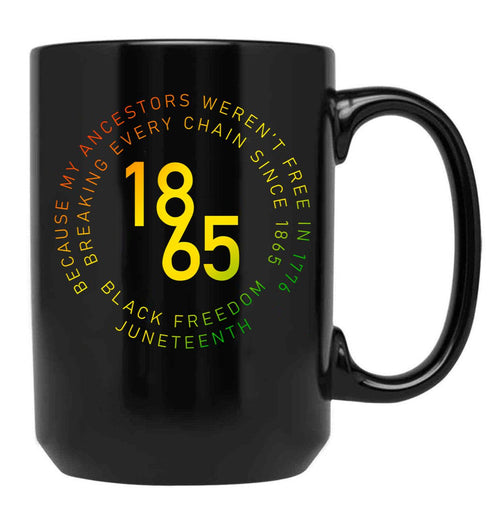 1865 Circle Text Black History Juneteenth June Vintage Black Coffee Mug - Black