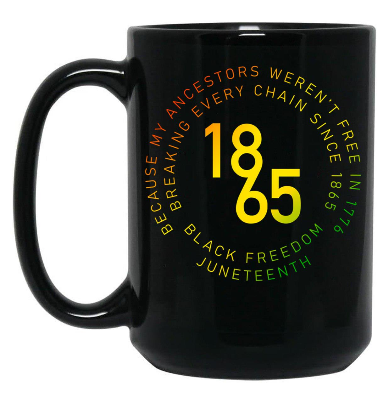 1865 Circle Text Black History Juneteenth June Vintage Black Coffee Mug